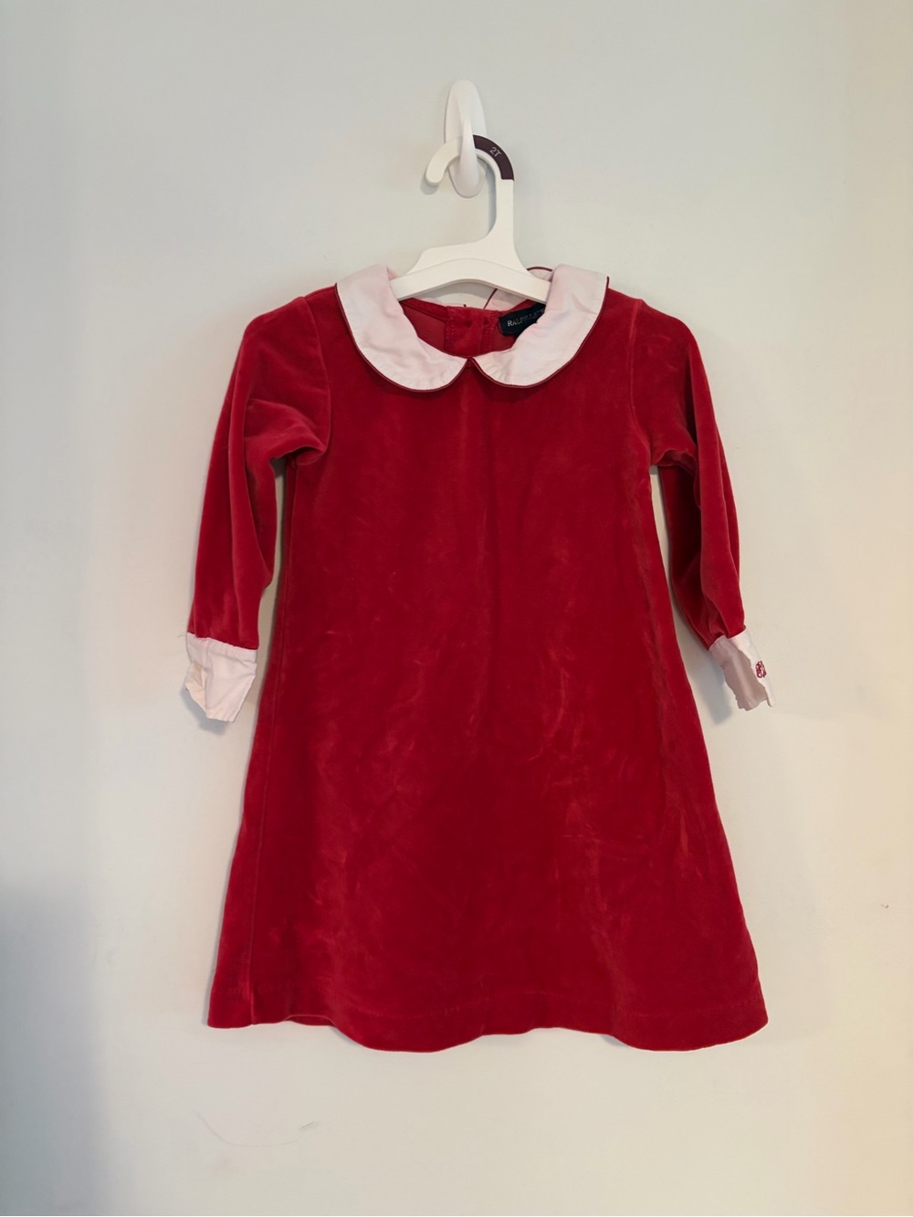 Ralph Lauren Red Velvet Dress with White Peter Pan Collar